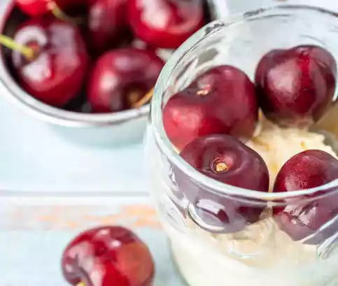 Cherries and ice cream