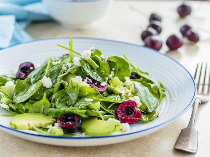 Healthy spinach and cherry salad