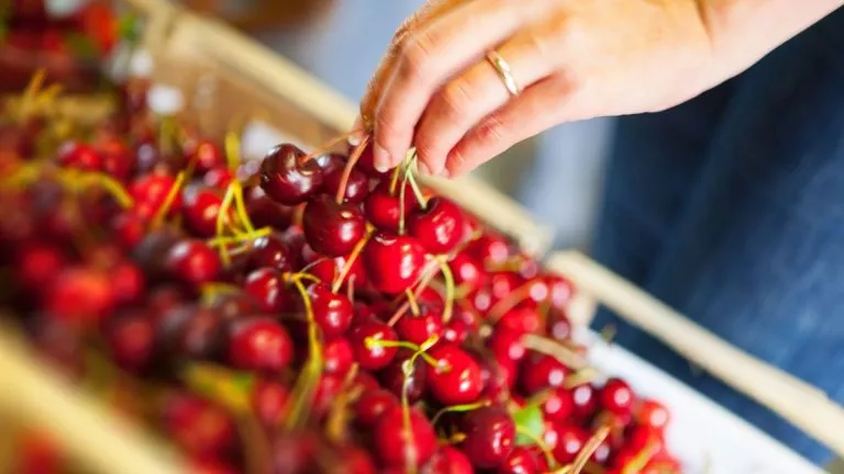 Cerezas en el supermercado